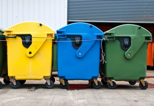 Workers sorting green waste during a garden clearance in Sutton