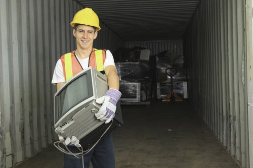 Professional waste clearance team working on site